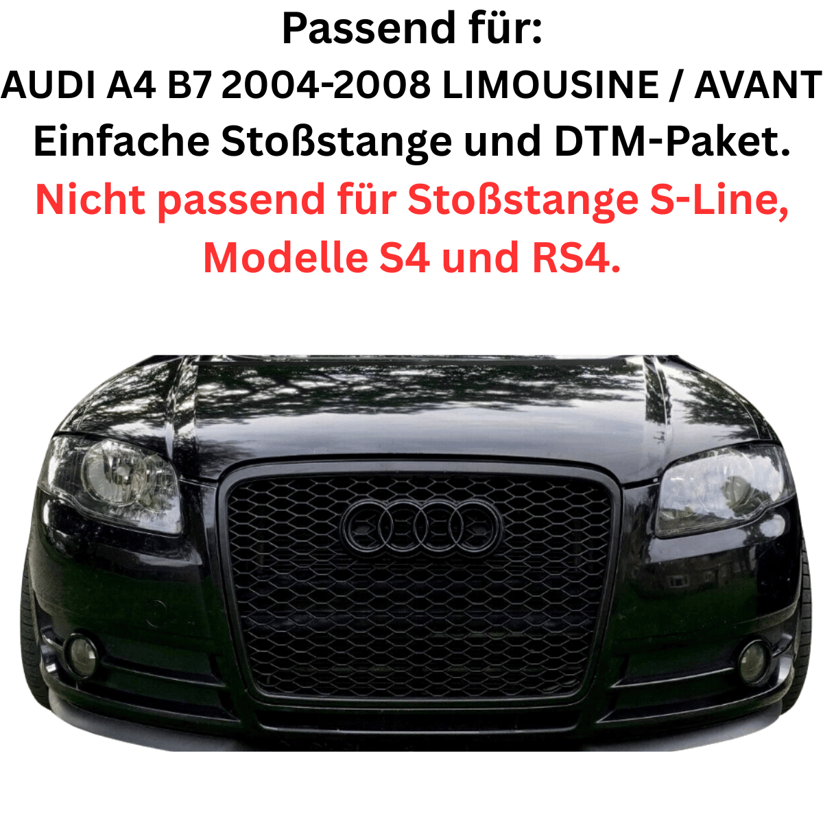 grill für Limousine/Avant 2004-2008, nicht für S-Line/RS4 für Audi A4 B7 Kühler