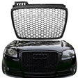Sportgrill Waben für Audi A4 B7 2004-2009, Gitter schwarz, Kennzeichenhalter