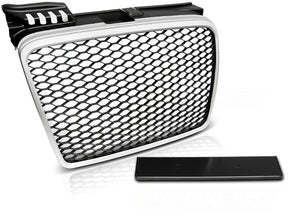 Sport Frontgrill Silber Schwarz Audi A4 B7 2004-2008 Limousine Avant mit Kennzeichenhalter