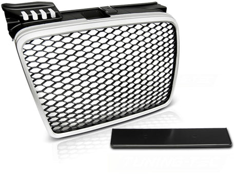 Sport Frontgrill Silber Schwarz Audi A4 B7 2004-2008 Limousine Avant mit Kennzeichenhalter