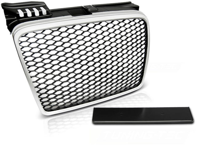 Sport Frontgrill Silber Schwarz Audi A4 B7 2004-2008 Limousine Avant mit Kennzeichenhalter