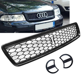 Frontgrill Wabengrill für Audi A4 B5 11.1994 - 09.2000 schwarz Sportgrill inkl. Logo Halter - CR Tuning