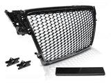Hochglanz schwarzer Sport Frontgrill Audi A4 S4 B8 08-11 mit Logo-Halter und PDC-Aufnahme