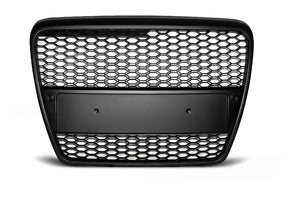 Sportgrill Kühlergrill für Audi A6 C6 04-08 schwarz Frontgrill Wabenmuster Kennzeichenhalter