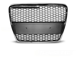 Sportgrill Waben Front Grill Audi A6 C6 04-08 chrom mit Kennzeichenhalterung