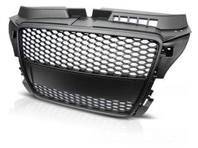Sportgrill Frontgrill Logohalter für Audi A3 8P 04.2008-07.2012 matt schwarz - CR Tuning