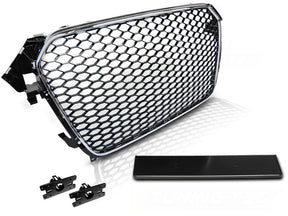 Sportgrill Audi A4 B8 11.2011-2015 schwarz Chromrahmen mit Zubehör