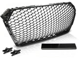 Sportgrill Hochglanz Schwarz Audi A4 B9 2015-2019 Limousine Avant mit PDC-Halterung und Logo-Rahmen