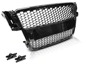 Sportgrill für Audi A5 S5 T8 2007-2011 schwarz glanz, Wabendesign, mit Kennzeichenhalterung