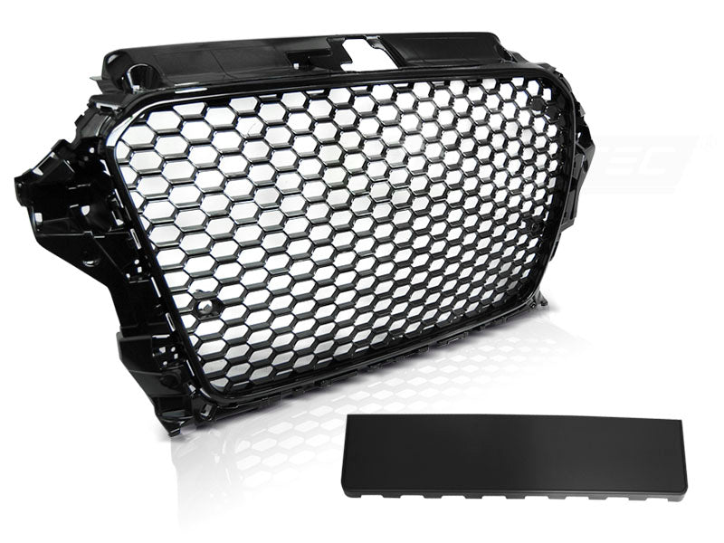 Frontgrill Hochglanz Schwarz Sportdesign mit PDC Logo-Halter für Audi A3 S3 8V