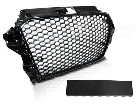 Frontgrill Hochglanz Schwarz Sportdesign mit PDC Logo-Halter für Audi A3 S3 8V