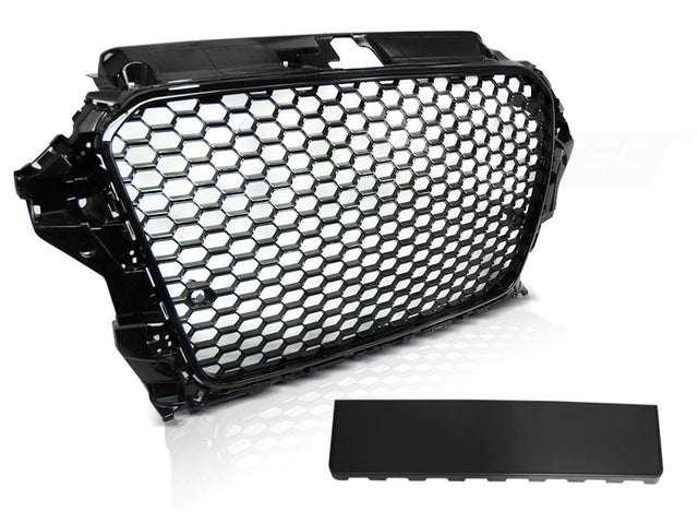 Frontgrill Hochglanz Schwarz Sportdesign mit PDC Logo-Halter für Audi A3 S3 8V