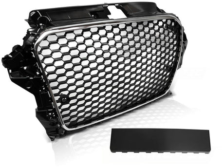 Frontgrill Chrom Schwarz 2012-2016 mit PDC und Logo-Halter für Audi A3 S3 8V