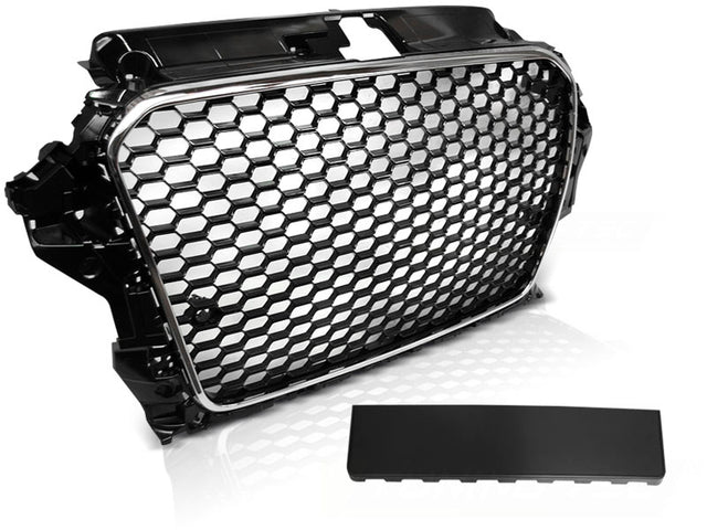 Frontgrill Chrom Schwarz 2012-2016 mit PDC und Logo-Halter für Audi A3 S3 8V