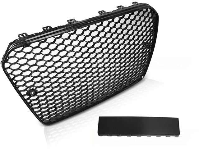 Frontgrill Hochglanz Schwarz Sport-Design mit PDC Sensorhalter und Logo-Rahmen für Audi A5 8T