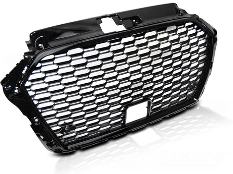 Sport Frontgrill Schwarz Hochglanz Audi A3 8V 2017-2020 mit Logo-Halter, ACC-Abdeckung, PDC-Bohrungen