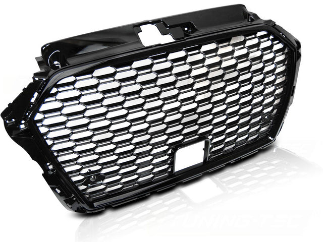 Sport Frontgrill Schwarz Hochglanz Audi A3 8V 2017-2020 mit Logo-Halter, ACC-Abdeckung, PDC-Bohrungen