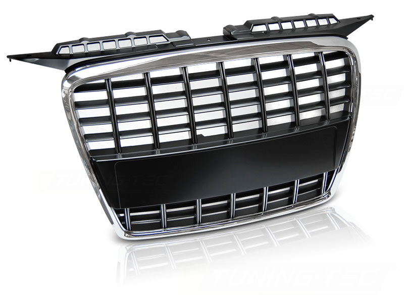 Sport Frontgrill Chrom Schwarz Audi A3 8P 2005-2008 mit Logo-Halter