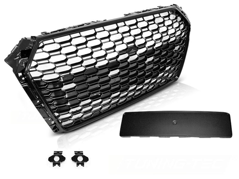 Sport Frontgrill Hochglanz Schwarz Audi A4 B9 2015-2019 mit Kamera- & PDC-Halter
