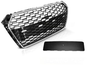Sport Frontgrill Chrom Schwarz Audi A4 B9 2015-2019 mit Kameraabdeckung und Logo-Halter