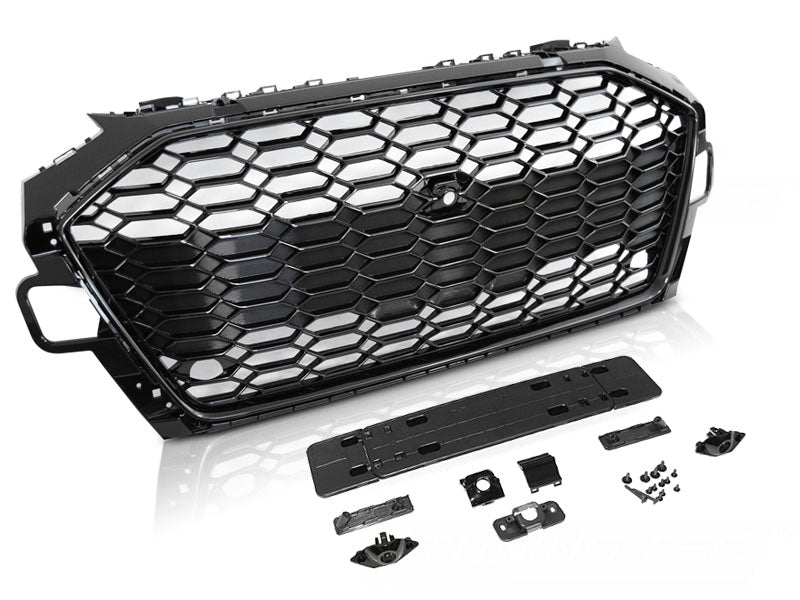 Sport Frontgrill Hochglanz Schwarz Audi A4 B9 Limousine Avant ab 2020 mit Logo- & Kennzeichenrahmen