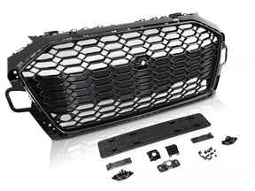 Sport Frontgrill Hochglanz Schwarz Audi A4 B9 Limousine Avant ab 2020 mit Logo- & Kennzeichenrahmen