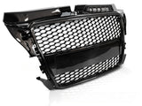 Sport Frontgrill Hochglanz Schwarz Audi A3 8P 2008-2012 mit Logo-Halter