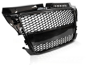Sport Frontgrill Hochglanz Schwarz Audi A3 8P 2008-2012 mit Logo-Halter