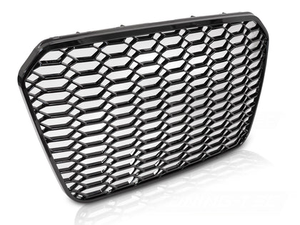 Sport Frontgrill Hochglanz Schwarz für Audi A6 C7 2011–2014 Standard & S-Line mit Logo- und Kennzeichenrahmen