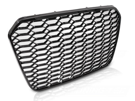 Sport Frontgrill Hochglanz Schwarz für Audi A6 C7 2011–2014 Standard & S-Line mit Logo- und Kennzeichenrahmen - CR Tuning