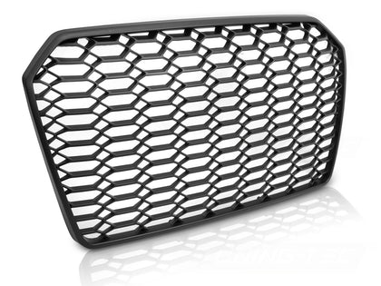 Sport Frontgrill für Audi A6 C7 2014–2018 Matt Schwarz mit Logo-Halter, Kennzeichenrahmen & PDC-Halterungen