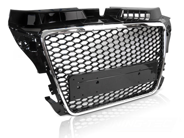 Sport Kühlergrill Audi A3 S3 8P 2008-2012 schwarz chrom PDC Halterung