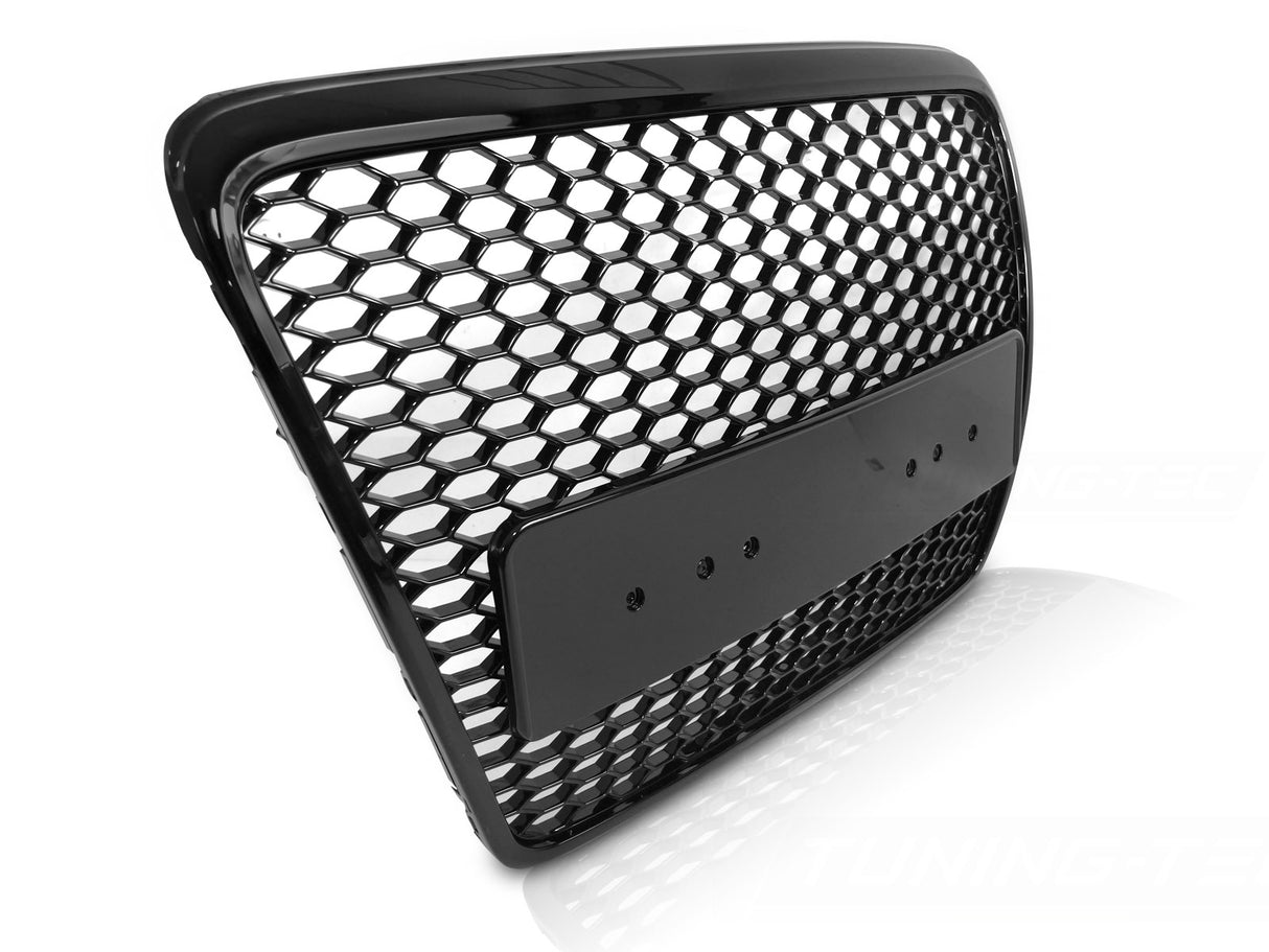 Sport Frontgrill Hochglanz Schwarz Audi A6 C6 04-11 mit Kennzeichenhalter