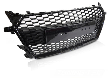 Sport Kühlergrill Set für Audi TT 8S 2014-2018 Frontgrill Glanz Schwarz PDC
