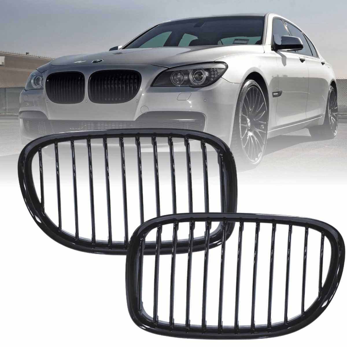 Sportgrill passend für BMW 7er F01 F02 F03 F04 2008-2015 Links Rechts Glanz Schwarz - CR Tuning