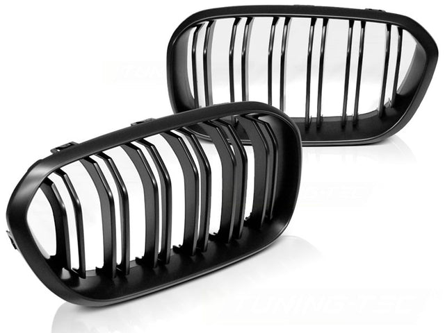 Glanzschwarzer Doppelsteg Frontgrill für BMW 1er F20 F21 LCI 2015-2018 Kühlergrill