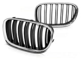 Frontgrill Nieren Set schwarz chrom Doppelsteg 2009-2015 für BMW 7er F01