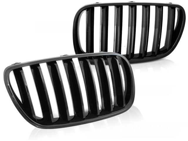Frontgrill Nieren Set Schwarz Glanz, Tuning Zubehör für BMW X3 E83 LCI