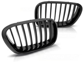Sport Kühlergrill Set für BMW X5 E53 Nieren Glossy Schwarz Rahmen Tuning Zubehör
