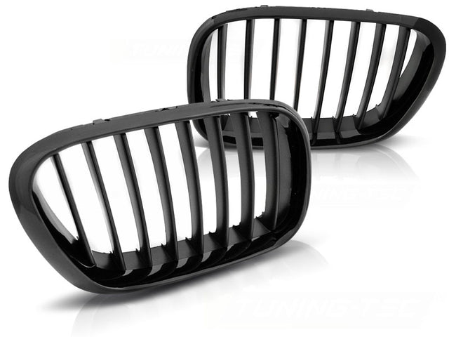 Sport Kühlergrill Set für BMW X5 E53 Nieren Glossy Schwarz Rahmen Tuning Zubehör
