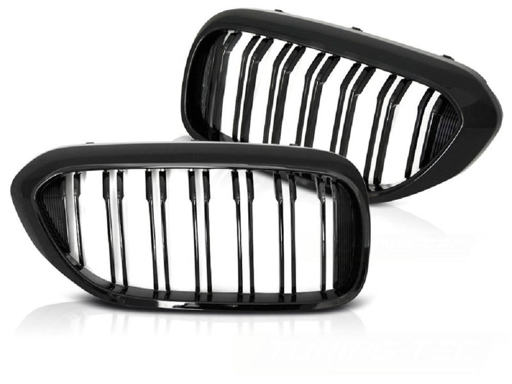 Sportgrill Frontgrill für BMW 5er G30 G31 glanz schwarz Set