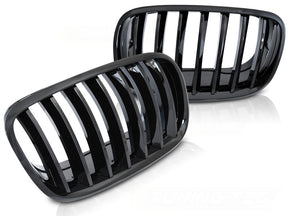 Schwarze Glanz Frontgrill Nieren Set für BMW X5 E70 X6 E71 2008-2014 Tuning Zubehör