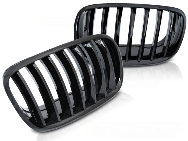 Schwarze Glanz Frontgrill Nieren Set für BMW X5 E70 X6 E71 2008-2014 Tuning Zubehör