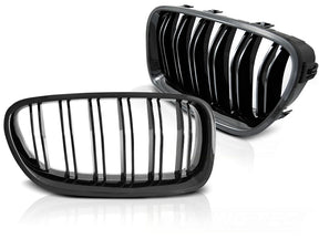 Sport Kühlergrill Set Doppelsteg Glanz Schwarz für BMW 5er F10 F11 Tuning Zubehör