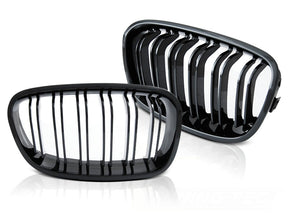 Sport Nieren Grill Set Glanz Schwarz für BMW 1er F20 F21 Doppelsteg Tuning Zubehör