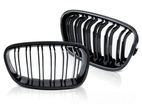 Sport Nieren Grill Set Glanz Schwarz für BMW 1er F20 F21 Doppelsteg Tuning Zubehör