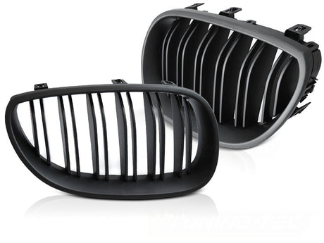 Sport Nieren Kühlergrill Doppelsteg schwarz Glanz für BMW 5er E60 E61 Tuning Zubehör