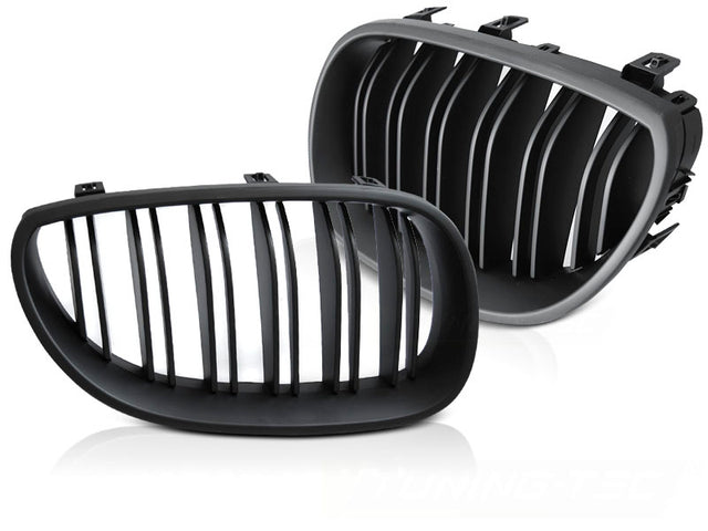 Sport Nieren Kühlergrill Doppelsteg schwarz Glanz für BMW 5er E60 E61 Tuning Zubehör