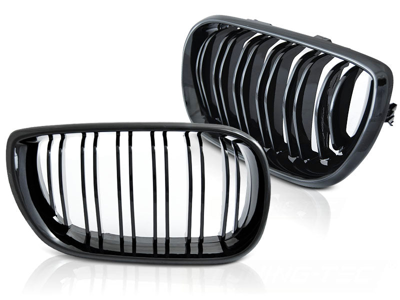 Sport Kühlergrill Nieren Set Glossy Black Doppelsteg für BMW 3er E46 2001-2005