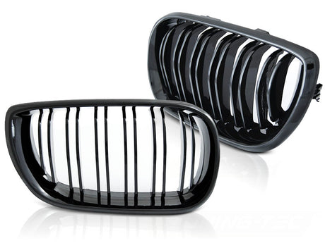 Sport Kühlergrill Nieren Set Glossy Black Doppelsteg für BMW 3er E46 2001-2005